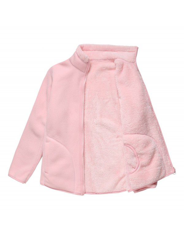Coral fleece outdoor fleece jacket with two sides for lovers in autumn and winter plush thickened double-sided fleece cardigan jacket for women 
