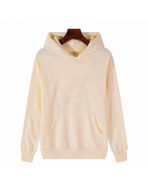 Autumn and Winter New Loose Top Korean Solid Color Plush Thickened Hooded Sweater Women