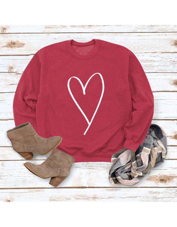 Women's Top New Line Love Valentine's Day Round Neck Casual Long Sleeve Sweater