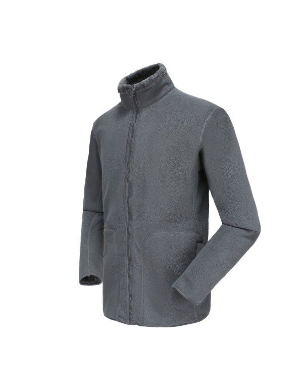 Coral fleece outdoor fleece jacket with two sides for lovers in autumn and winter plush thickened double-sided fleece cardigan jacket for women 