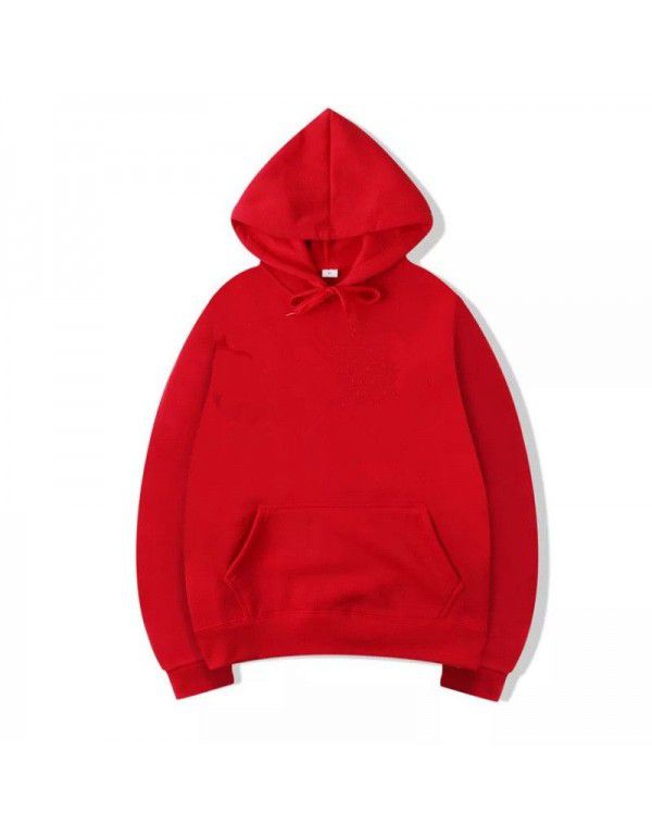 Autumn and Winter New Loose Top Korean Solid Color Plush Thickened Hooded Sweater Women