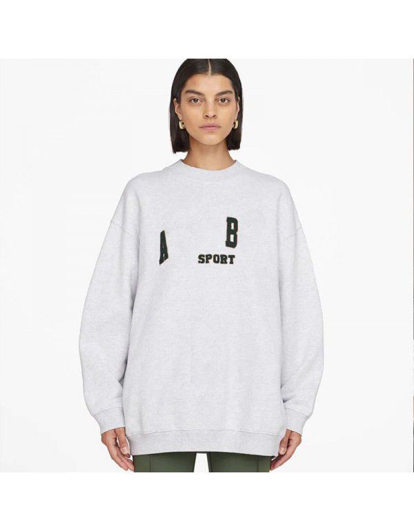 Spring Dress Occidental Style Casual Fashion Letter Embroidery Pullover Sweatshirt Women's Loose Versatile Long Sleeve Fleece Sweater