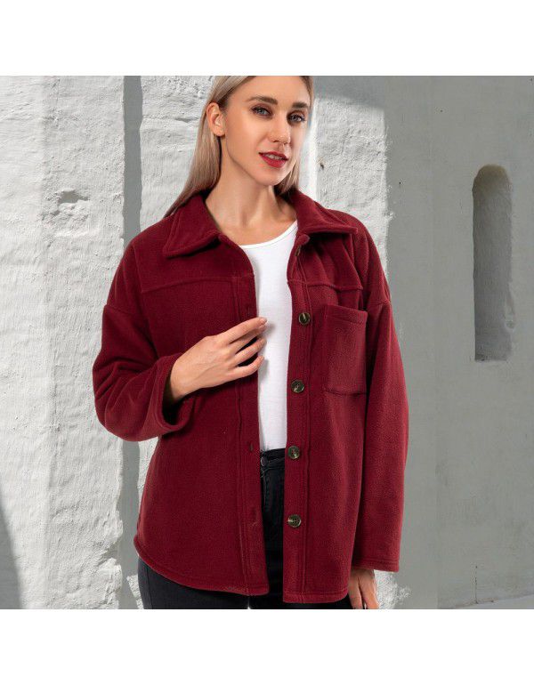 Thickened fleece coat Autumn and winter plush sweater Women's coat 