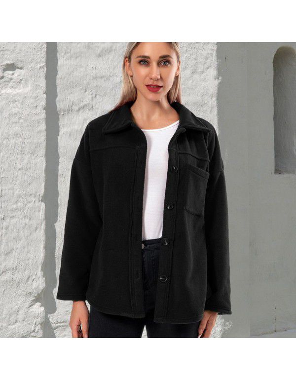 Thickened fleece coat Autumn and winter plush sweater Women's coat 