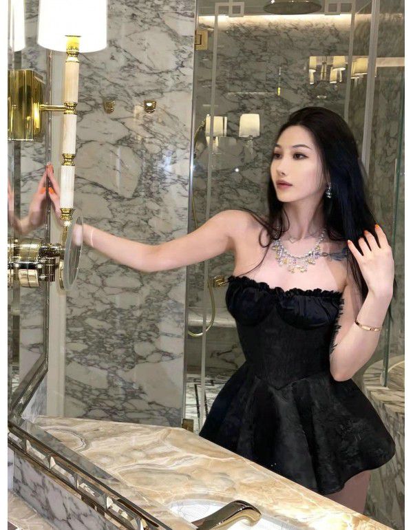 New jacquard waistband design sense bra dress, small crowd, thin, soft and luxurious short skirt 
