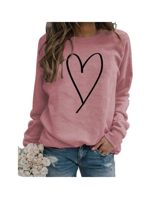 Women's Top New Line Love Valentine's Day Round Neck Casual Long Sleeve Sweater