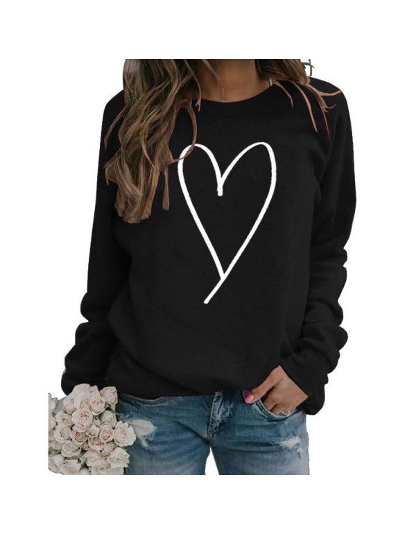 Women's Top New Line Love Valentine's Day Round Neck Casual Long Sleeve Sweater