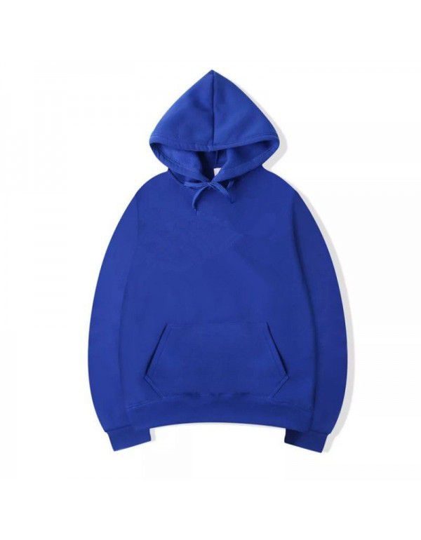 Autumn and Winter New Loose Top Korean Solid Color Plush Thickened Hooded Sweater Women