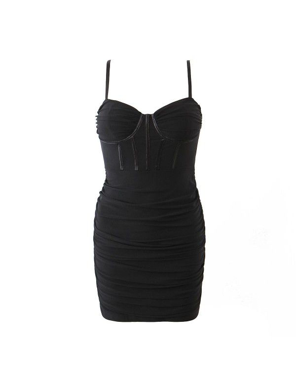 European and American Spicy Girls' Fishbone Tunneled Dress Women's Sexy Tight Wrapped Hip Slim Skirt