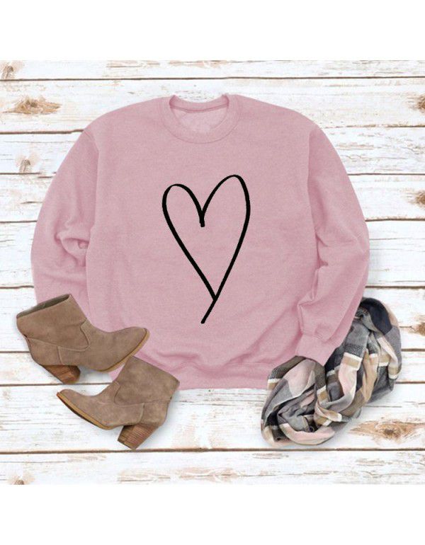 Women's Top New Line Love Valentine's Day Round Neck Casual Long Sleeve Sweater