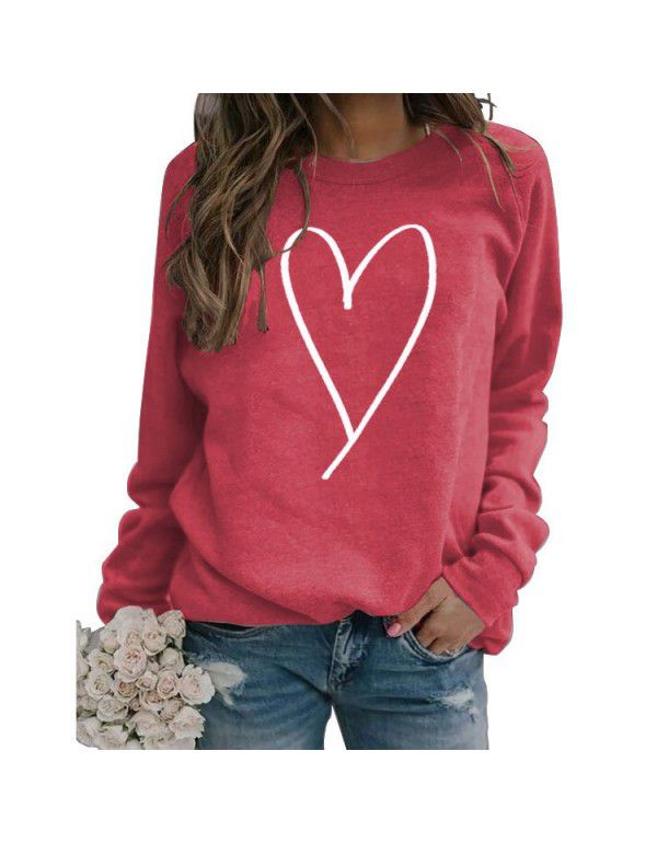 Women's Top New Line Love Valentine's Day Round Neck Casual Long Sleeve Sweater