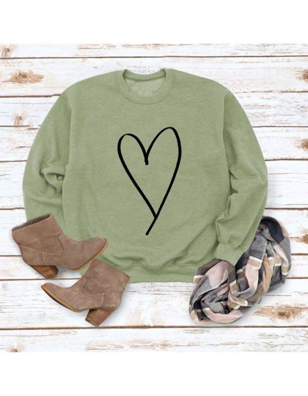 Women's Top New Line Love Valentine's Day Round Neck Casual Long Sleeve Sweater