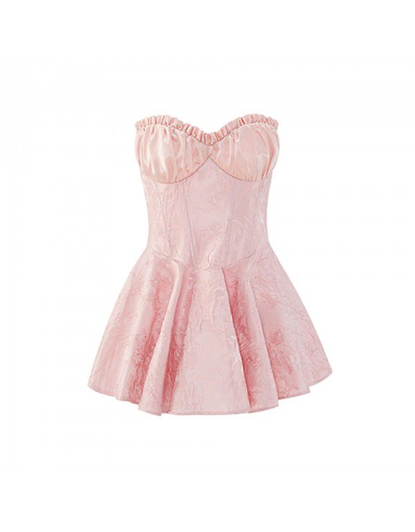 New jacquard waistband design sense bra dress, small crowd, thin, soft and luxurious short skirt 