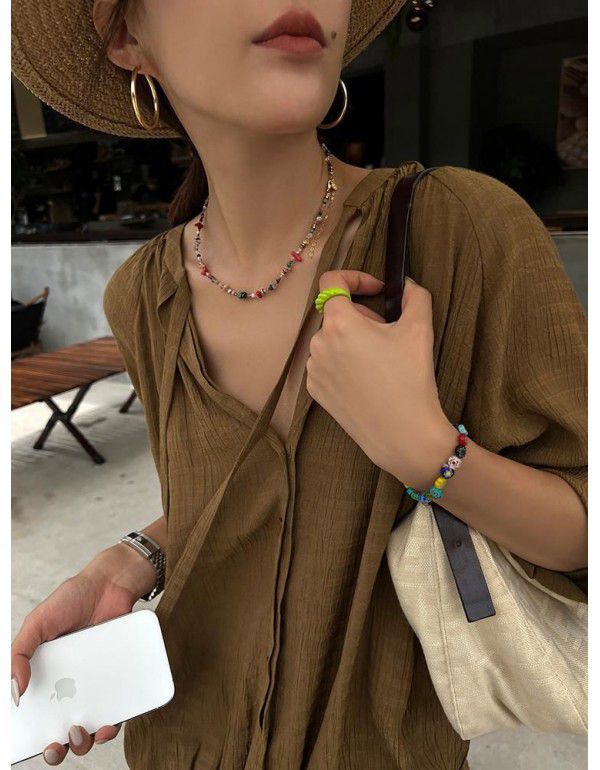Summer New French High-end Temperament Celebrity Goddess Model High-end Sense V-neck Cold Dress Girl 