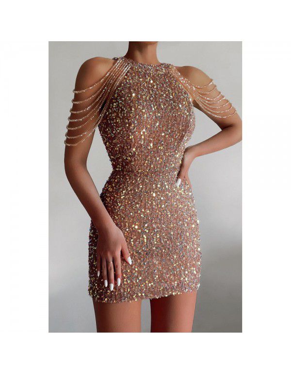 Sequin Short Dress Dress Women's Fashion Popular R...