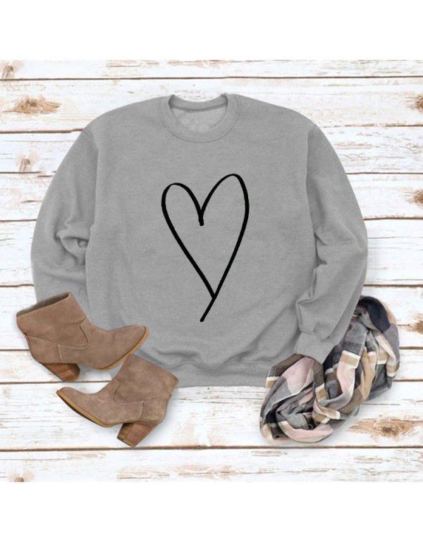 Women's Top New Line Love Valentine's Day Round Neck Casual Long Sleeve Sweater