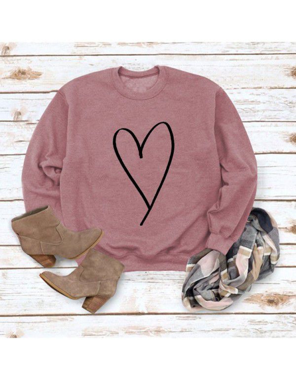 Women's Top New Line Love Valentine's Day Round Neck Casual Long Sleeve Sweater