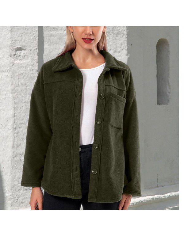 Thickened fleece coat Autumn and winter plush sweater Women's coat 
