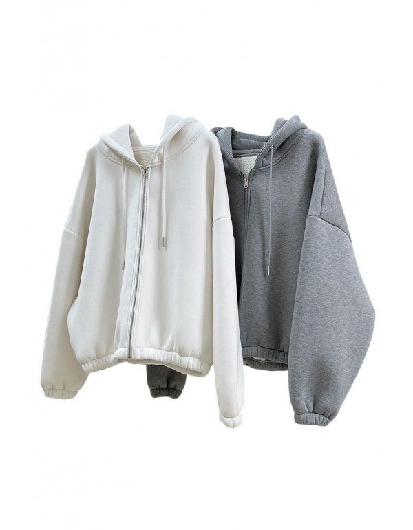 Early Spring New Air Sense Hooded Drawstring Sweater Design Sense Korean Sporty Loose Thickened Casual Coat Women