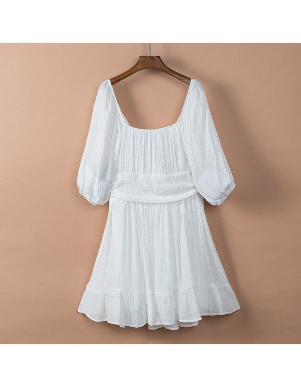 Dress Women's New Summer Off Shoulder Solid Color ...