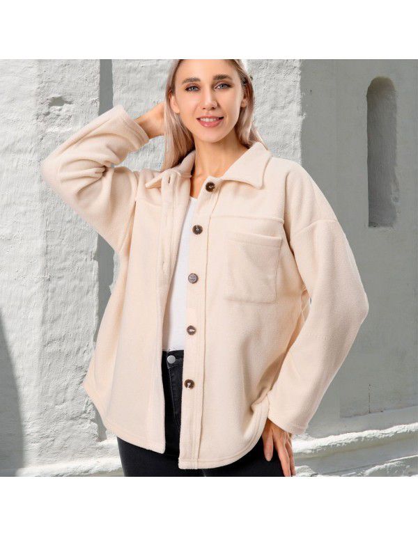 Thickened fleece coat Autumn and winter plush sweater Women's coat 