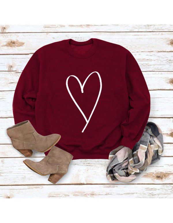 Women's Top New Line Love Valentine's Day Round Neck Casual Long Sleeve Sweater