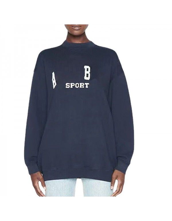 Spring Dress Occidental Style Casual Fashion Letter Embroidery Pullover Sweatshirt Women's Loose Versatile Long Sleeve Fleece Sweater
