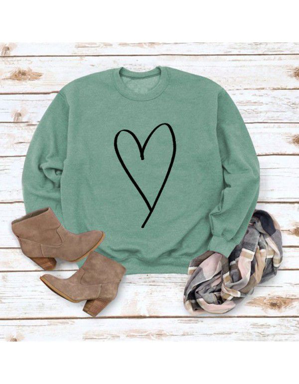 Women's Top New Line Love Valentine's Day Round Neck Casual Long Sleeve Sweater