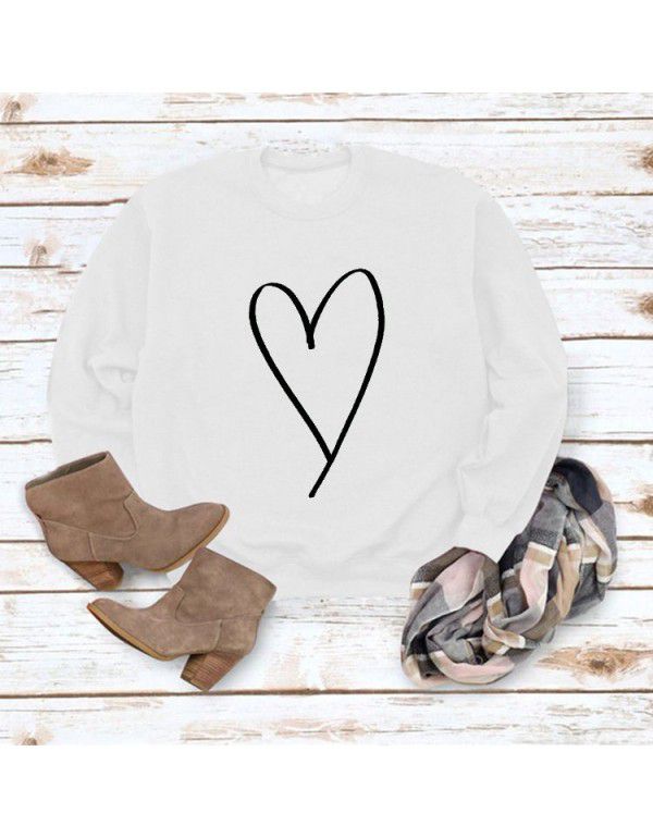 Women's Top New Line Love Valentine's Day Round Neck Casual Long Sleeve Sweater
