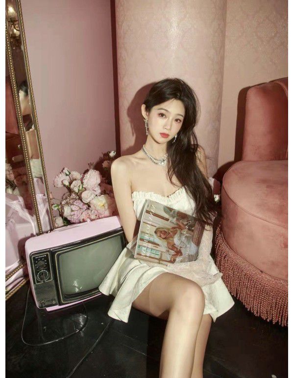 New jacquard waistband design sense bra dress, small crowd, thin, soft and luxurious short skirt 