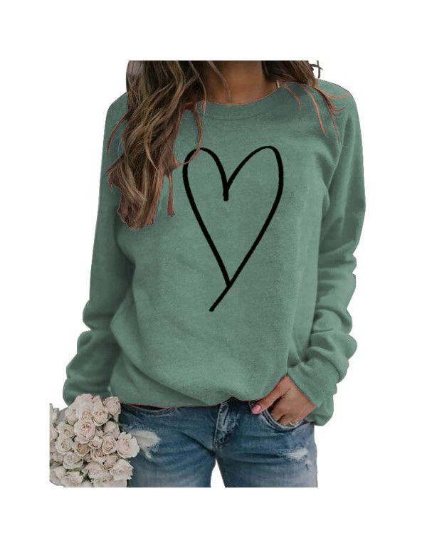 Women's Top New Line Love Valentine's Day Round Neck Casual Long Sleeve Sweater