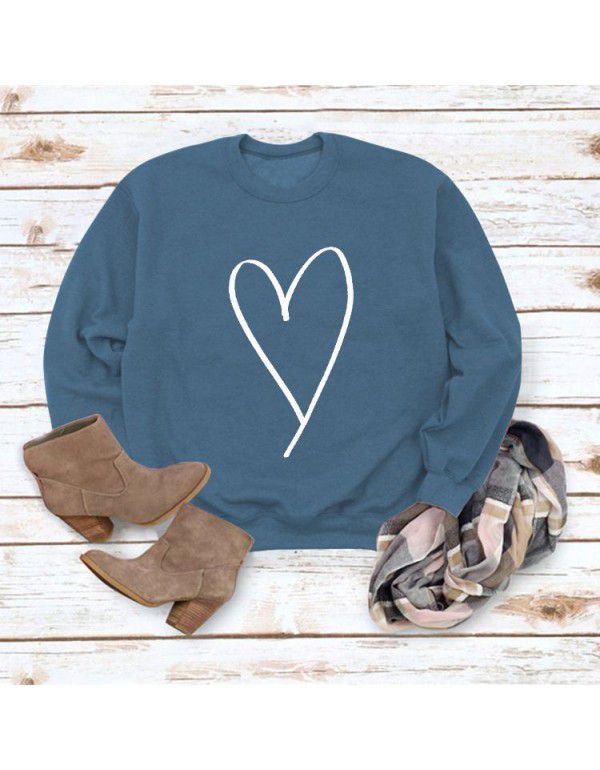 Women's Top New Line Love Valentine's Day Round Neck Casual Long Sleeve Sweater