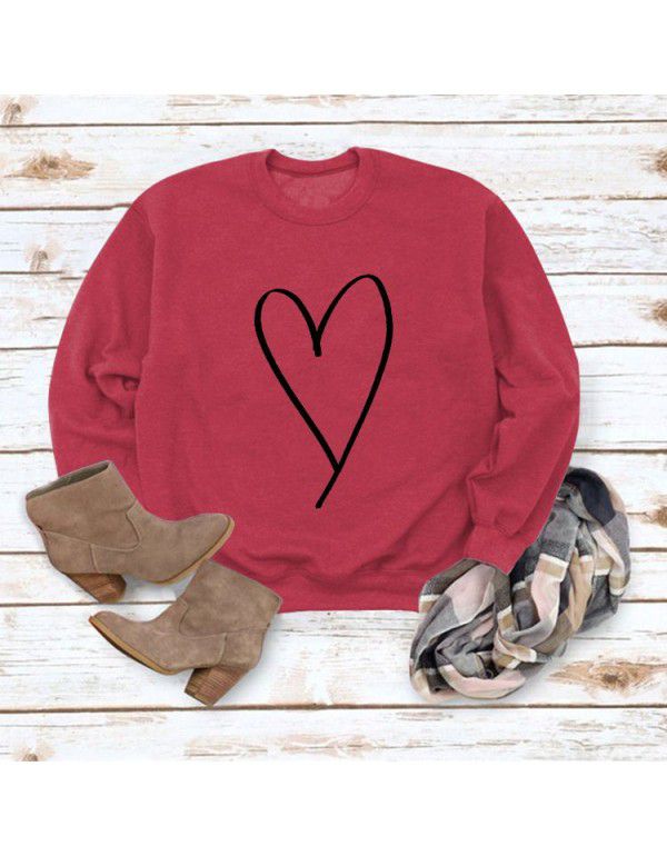 Women's Top New Line Love Valentine's Day Round Neck Casual Long Sleeve Sweater