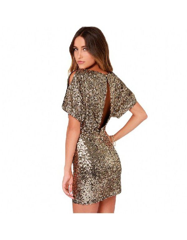 European and American gold sequin slimming show th...