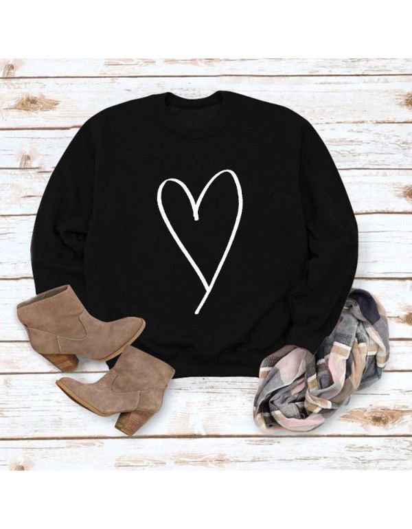 Women's Top New Line Love Valentine's Day Round Neck Casual Long Sleeve Sweater