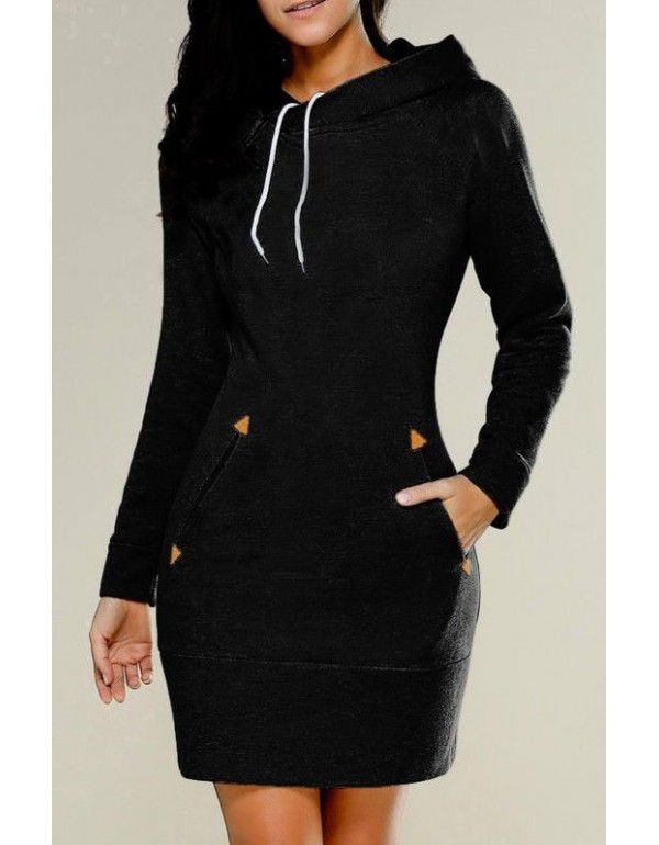 European and American hooded high neck long sleeve sweater dress