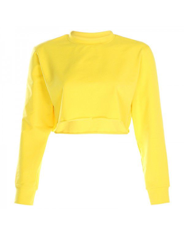Women's New Solid Color Loose Slim Show Umbilical Base Long Sleeve Thin Sweater Coat