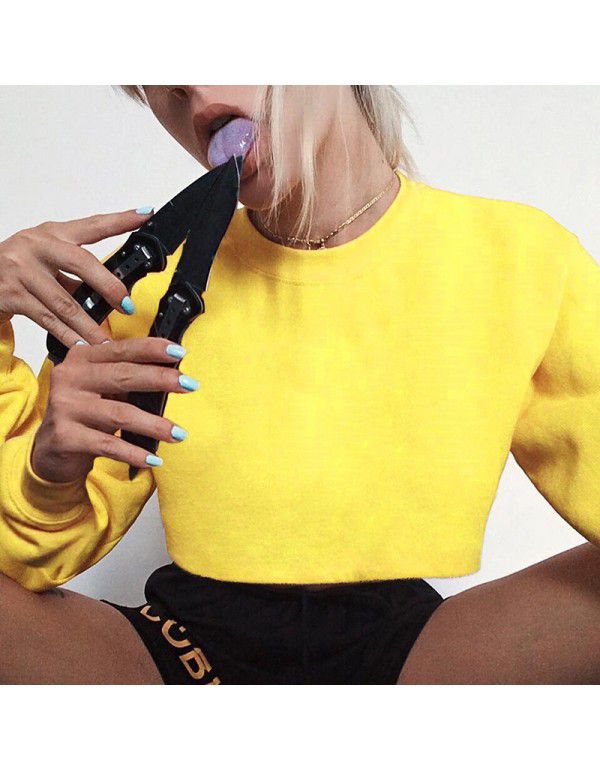 Women's New Solid Color Loose Slim Show Umbilical Base Long Sleeve Thin Sweater Coat