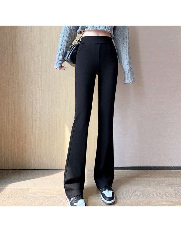 Spring Women's Brocade Cotton Soft Cool Micro Flare Long Mop Floor Flare Pants Casual Women's Pants
