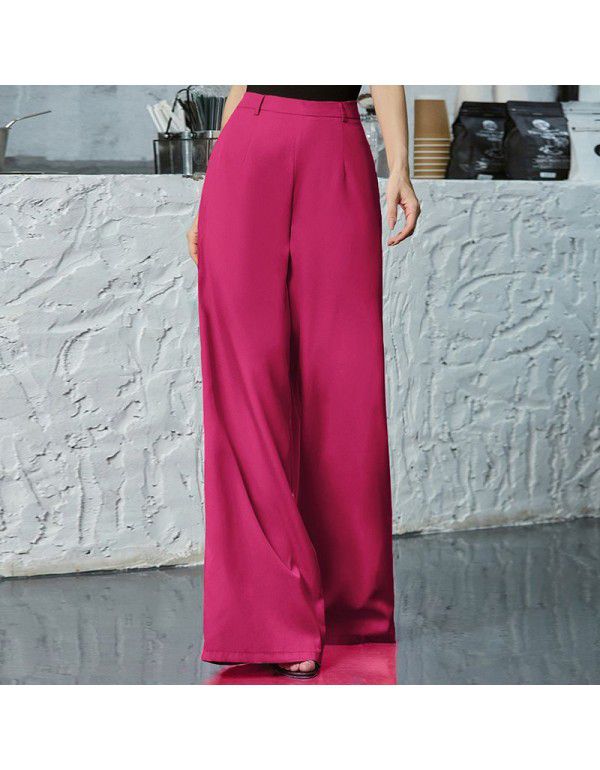 Women's High Waist Wide Leg Pants Loose Women's Cross Border Multi Color Floor Dragging Long Wide Leg Pants