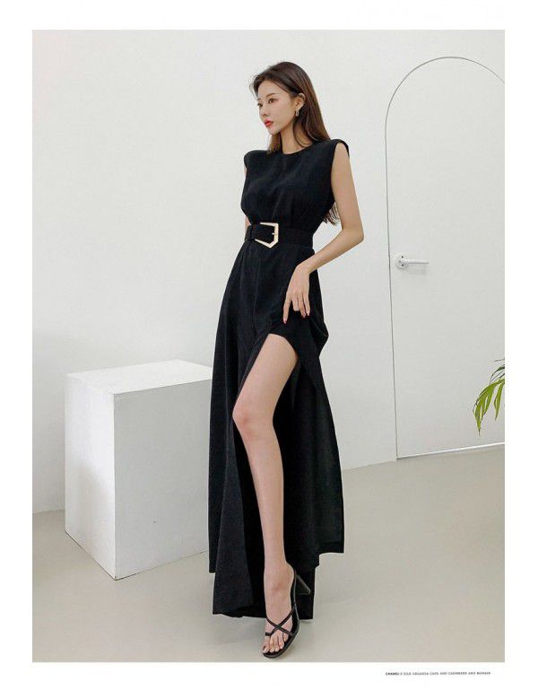 New Korean Style French Style Waist Wrapped Slim Split Wide Leg Pants Fashion Professional Jumpsuit