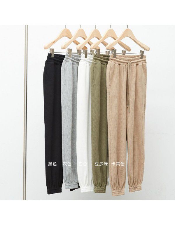 New style leggings sports pants for women Spring/Summer High Waist Korean Jazz Dance Capris Cotton Drawstring casual pants for women
