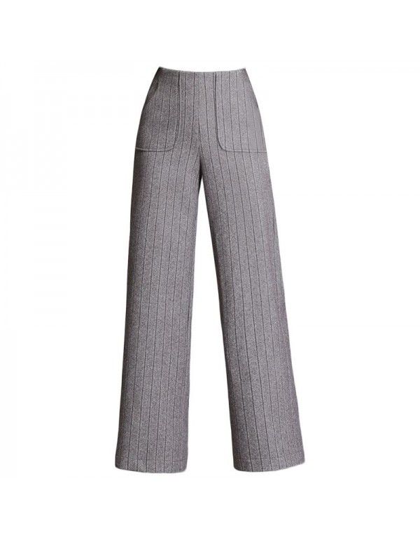 Woven wide leg pants Women's new fashion high waist pants Elegant temperament Mother's winter thick loose pants 