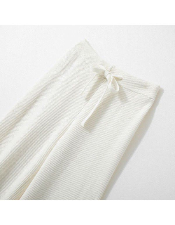 Thickened Wide Leg Pants Women's New Fine Anti Wool Casual Pants Floor Sweeping Pants Women's High Waist Drop Straight Pants 
