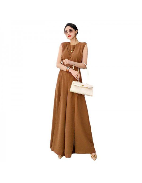 New Korean Style French Style Waist Wrapped Slim Split Wide Leg Pants Fashion Professional Jumpsuit