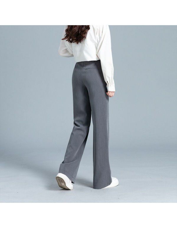 Wide Leg Pants High Waist Draping Slim Black Grey Wide Leg Pants Women's Spring and Autumn Suit Pants Pants