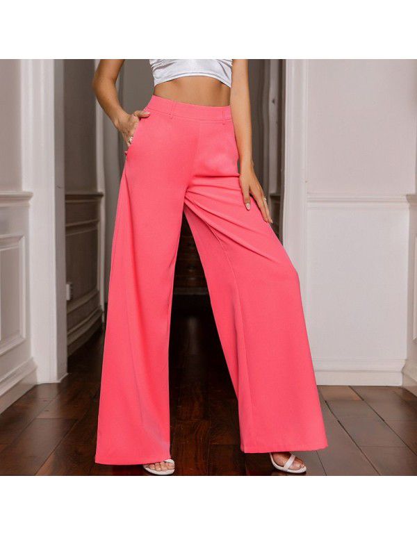 Women's High Waist Wide Leg Pants Loose Women's Cross Border Multi Color Floor Dragging Long Wide Leg Pants
