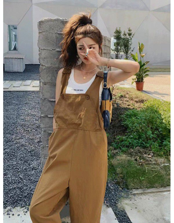 Women's Small Loose Straight Strap Pants Sweet Cool ins Popular Temperament Age Reducing Jumpsuit