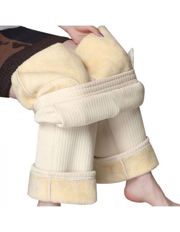 Source straight cut chenille wide leg pants women's winter plush thickened extra-thick draping loose straight tube casual pants 