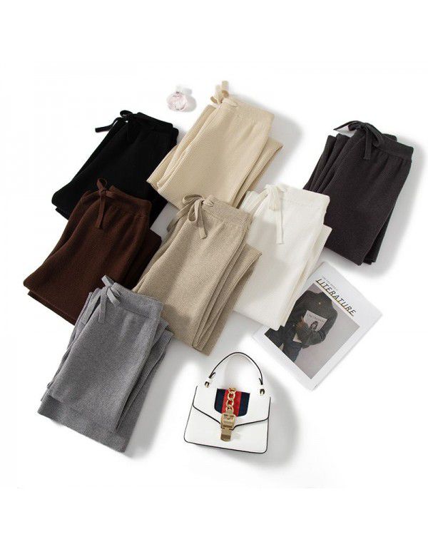 Thickened Wide Leg Pants Women's New Fine Anti Wool Casual Pants Floor Sweeping Pants Women's High Waist Drop Straight Pants 